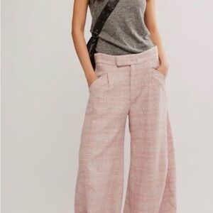 NWT FREE PEOPLE TEGAN BARREL PLAID PANTS- 12